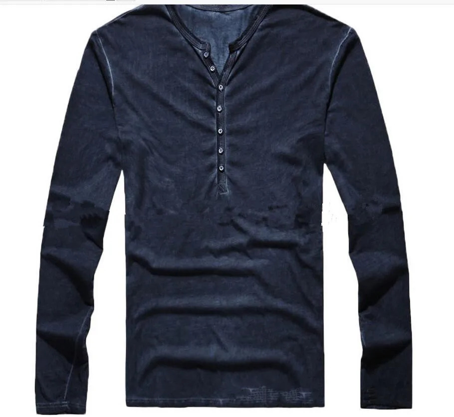 Autumn ultra-fine solid V-neck mens long sleeved T-shirt Y2K fashionable mens street clothing 100% pure cotton retro T-shirt 241112