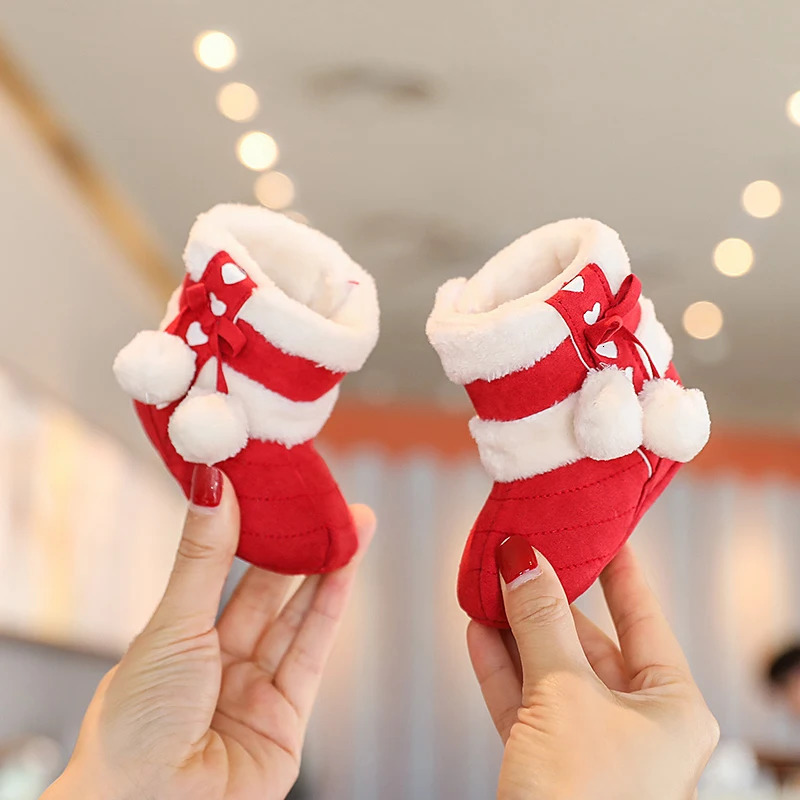 Christmas born Baby Shoes Boys Girls Toddler First Walkers Soft Bottom Infant Flats Warm Snow Boots 0-18Months 241111