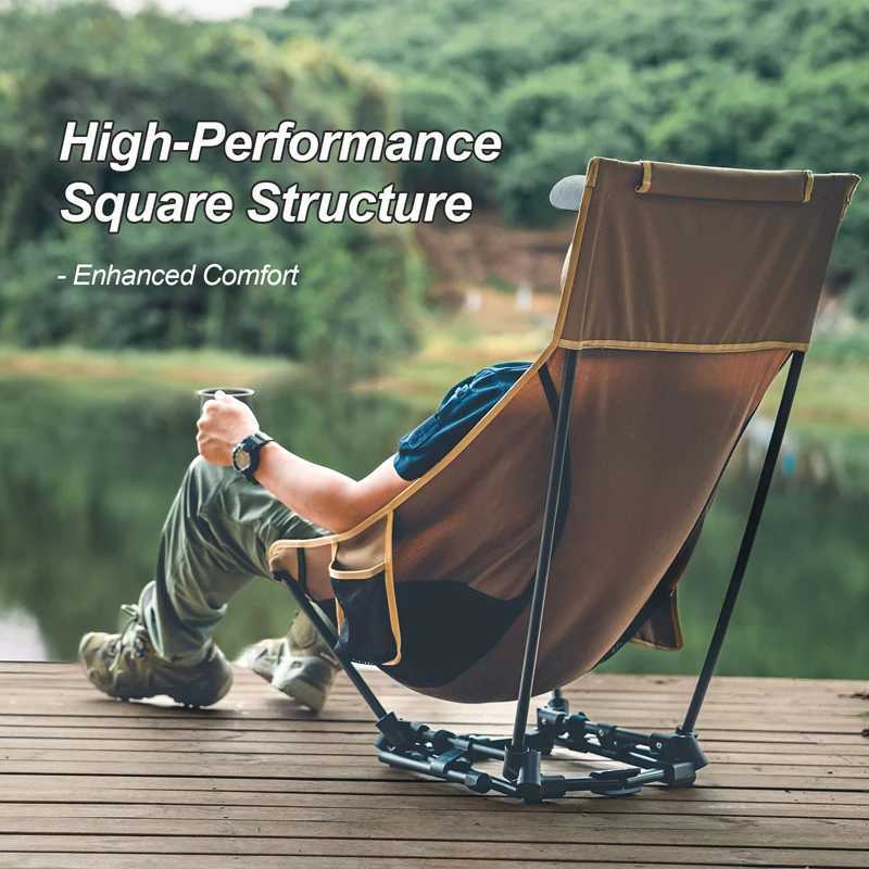 OneTigris Portable Camping Chair Outdoor High Back Chair for Fishing Hiking Barbecue Party Garden Indoor UseW241111