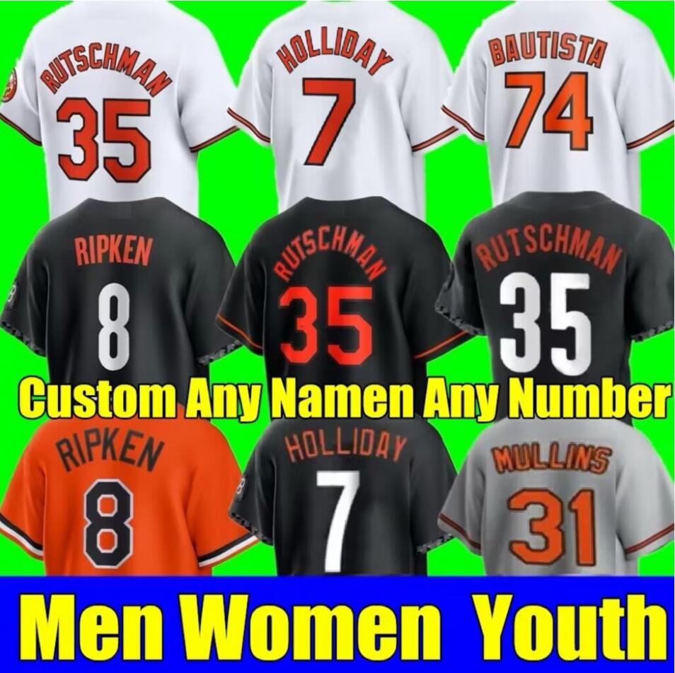 2026 S-4XL Custom Baseball Jerseys Adley Rutschman Cedric Mullins Eddie Murray Cal Ripken Jr. Santander Mountcastle Jackson Holliday Hays Men Women Youth orioles