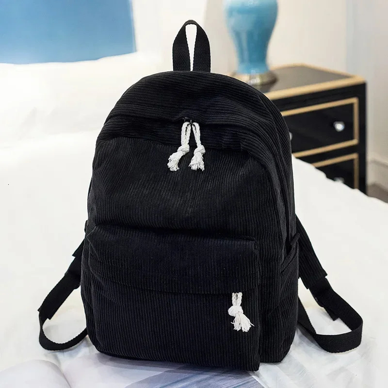 backpack Pure Corduroy Schoolbag Harajuku High School student Pure Color Corduroy College womens backpack 241111
