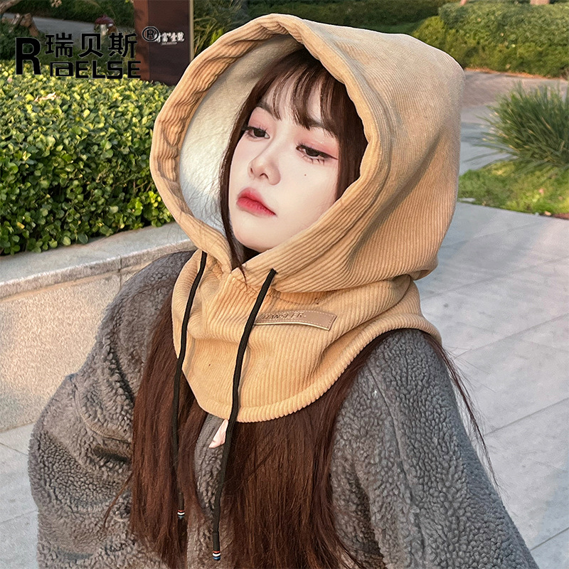 Men Women Autumn Winter Models Balaclava Cap Corduroy Padded Warm Neck Set One Hat Cycling Windproof Caps Free Shipping
