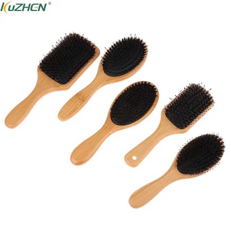 Pig mane brush womens bamboo brush professional curly airbag scalp brush comb used for hair beauty and care salon tools W241112