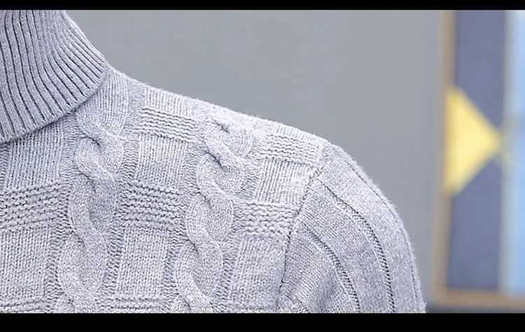 Mens casual solid color sweater long sleeved warm knit navy blue neck sweater mens clothing W2411111