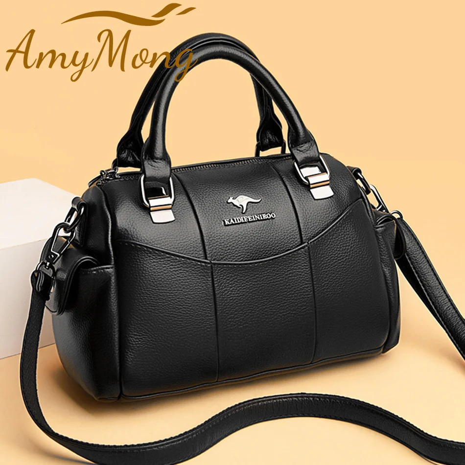 ner Women Soft Leather Handbags y Female Shoulder Crossbody Bag Casual Ladies Shopper Messenger Boston 241111