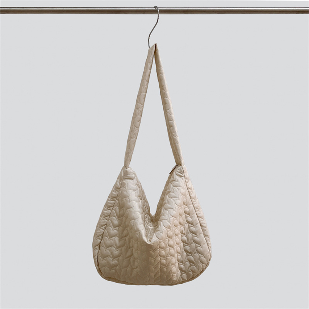 Women Shopping Shoulder Bag Solid Quilted Padded Travel Hobo Bag Zipper Shoulder Tote Purse Bag for Work Outing Daily Use