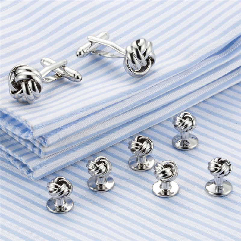 8 Pcs/set Twisted Cufflinks for Mens 18k Gold Plated Tuxedo Shirt Studs Buttons Cuff Links Wedding Brand Man Top Gifts Z438