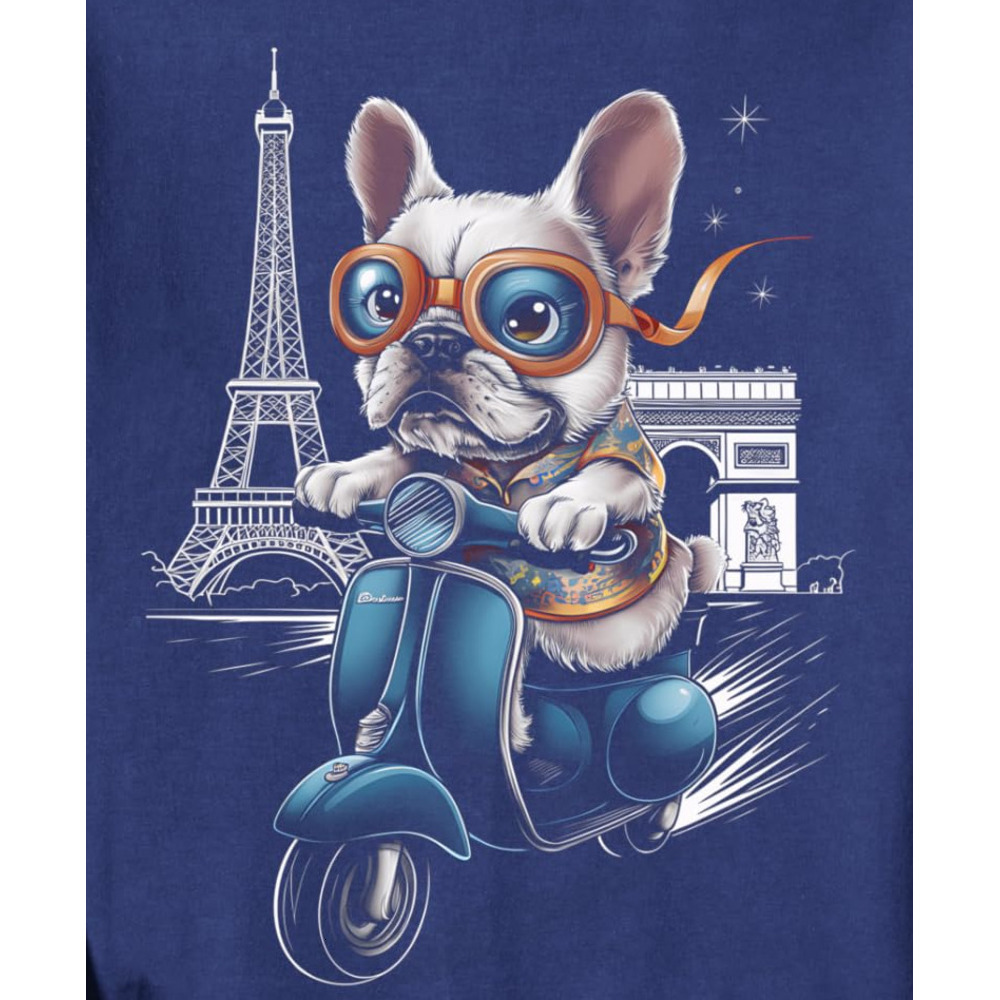 Long Sleeve Shirts for Men sweatshirt French Bulldog Paris Scooter Eiffel Tower France Graphic Sweatshirt T shirt Tee Streetwear Casual tops clothes