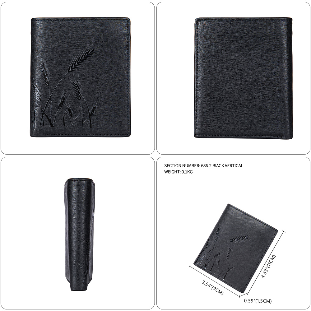 RFID Men's Wallet Blocking Casual Genuine Leather For Men Women Pocket Purse Bifold Card Holder Slots Black s 58148