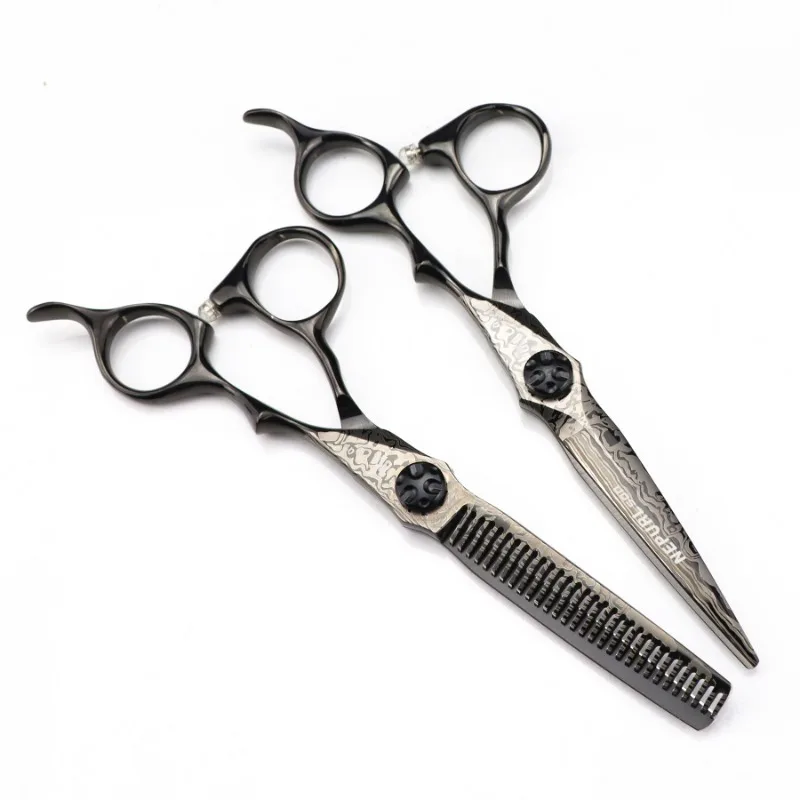 Professional 6 '' Damascus Scissor Gem Upscale Hair Scissors Cutting Barber Tools Haircut Thinning Shears Hairdresser Scissors