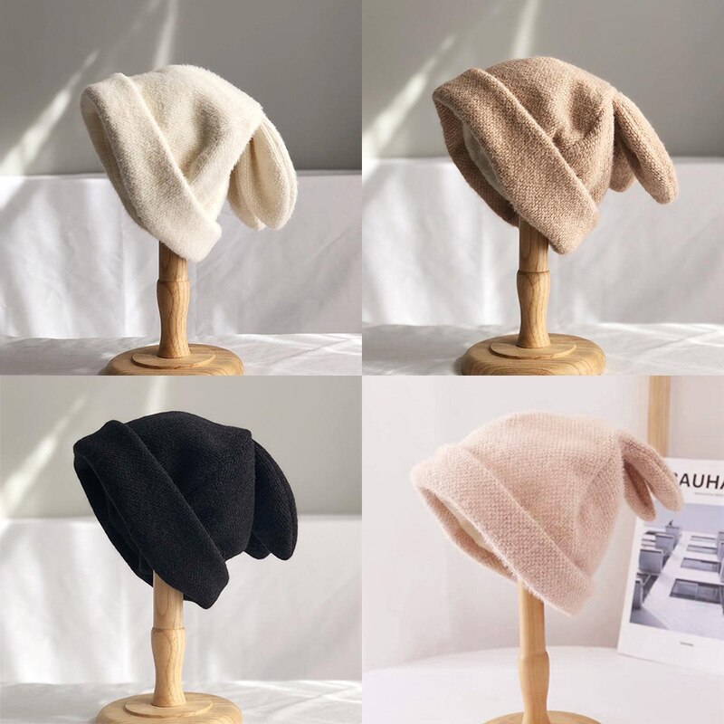 Unisex Rabbit Ears Cute Beanies Autumn Winter Warm Hip Hop Cap Beanie Hat Caps for Women Men