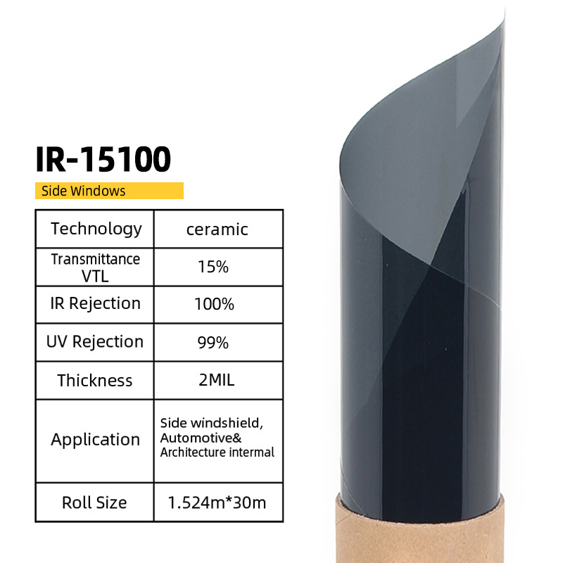 VLT15% IRR100% High quality heat transfer IR car sticker solar Nano Ceramic window tint film 602ec