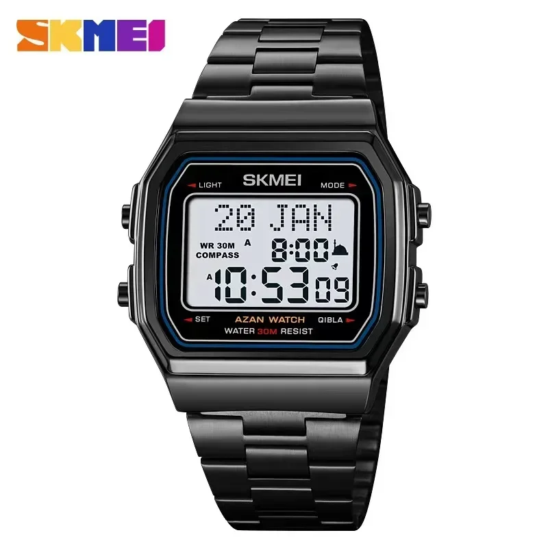 SKMEI Back Light Display Stopwatch Sports Watches Mens Muslim Prayer Azan Compass Alarm Hijri Islamic Digital Wristwatches 2113