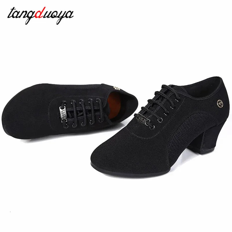 Womens Latin ballroom dance shoes with soft sole fabric womens tango practice dance shoes middle boots womens anti slip dance shoes 241111