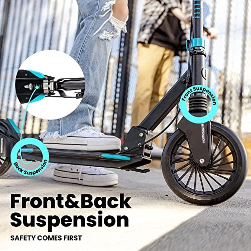 Big Wheels Kick Scooter for Kids 8 Years Old, Teens 12 Years and up, Youth and Adults. Commuter Scooters with Shock Absorption,