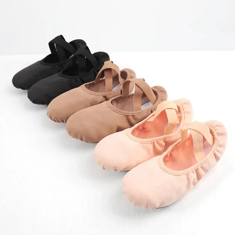 Girls ballet elastic soft sole professional canvas slider ballet shoes ballet flat bottomed elastic canvas split soft sole 241111
