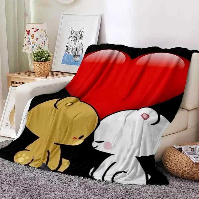 Cute Bubu and Dudu Series Blanket Cartoon Print Kids Warm Flannel Soft Comfortable Home Travel Blanket Bed Blanket Birthday GiftXJ241111