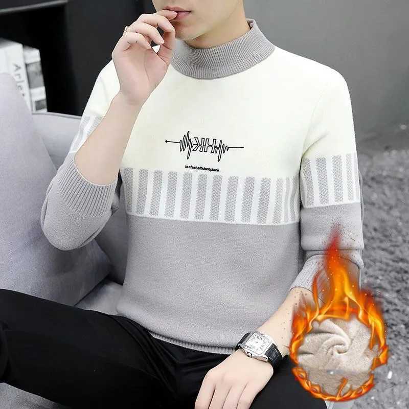 Mens autumn winter turtle neck long sleeves sweaters knitted casual underwear retro loose top W2411111
