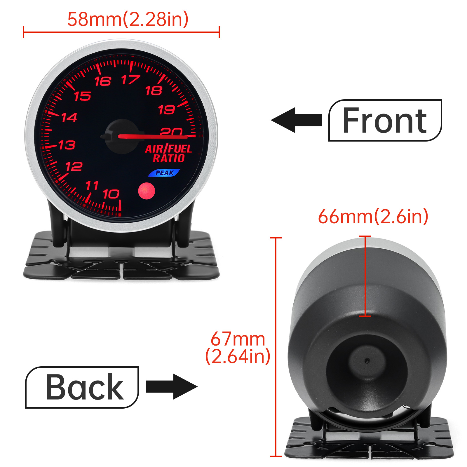 Universal 12V Digital gauge Car Len Pointer Gauge 8-color backlight -1~0~2 BAR Turbo Boost Meter Voltmeter Tachometer
