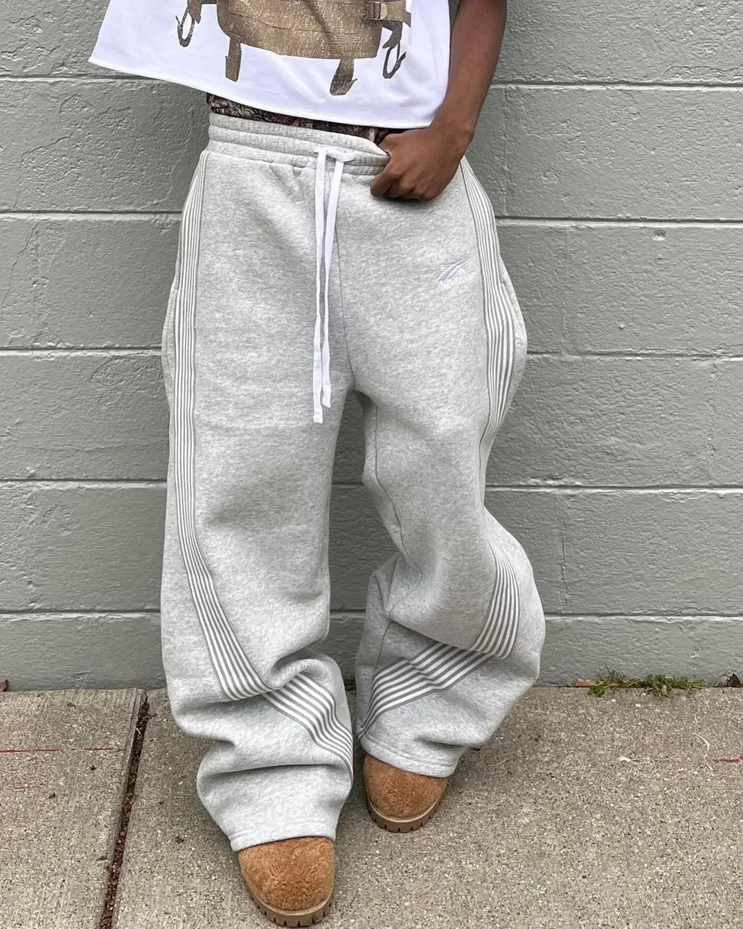 Y2k Embroidered Gray Casual Pants Camo Functional Tactical Mens Womens Premium Jogging Drawstring Sweatpants 241112