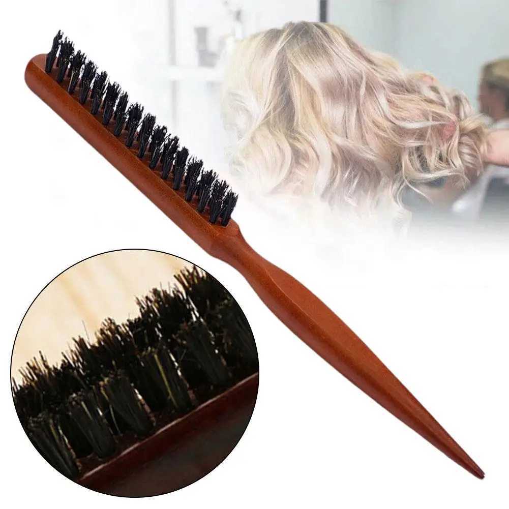 Solid wood hair three row hair comb fluffy pig mane styling comb hair clip tail comb three row hair comb W241112