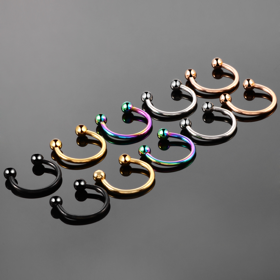 1PC 16G Steel Horseshoe Nose Piercing CZ Gem Circular for Septum Helix Tragus Earring Brincos Lip Eyebrow Tongue Body Jewelry