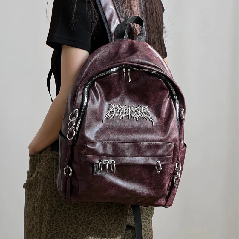 Personalized punk gothic womens backpack Y2k fashion trend retro backpack fully matched fashionable casual backpack 241111