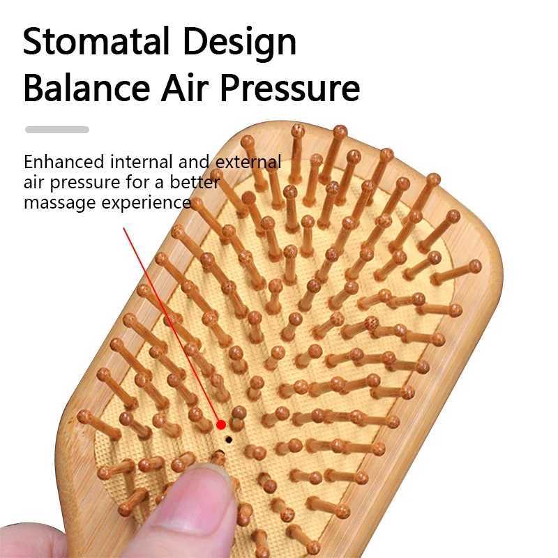 Bamboo and wood comb professional hair brush used for scalp massage hair care round bead comb healthy anti-static hair brush W241112