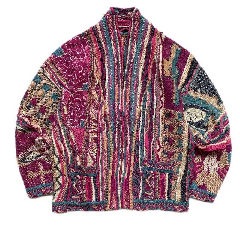 Kapital Japanese Retro Extra Large Knitted Sweater Mens and Warm Open Thick Long Sve Coat Winter Peach Robe Coat M241111