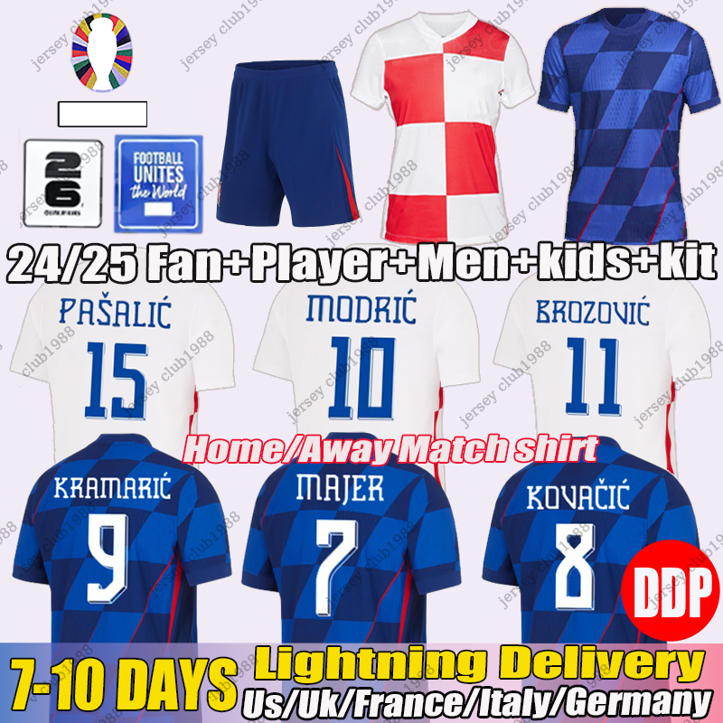 2024 Croatia Soccer Jerseys Modric Home away jersey fans player version Livakovic Kramaric Brozovic Pasalic Kovacic 24 25 national football Shirt men kids kits