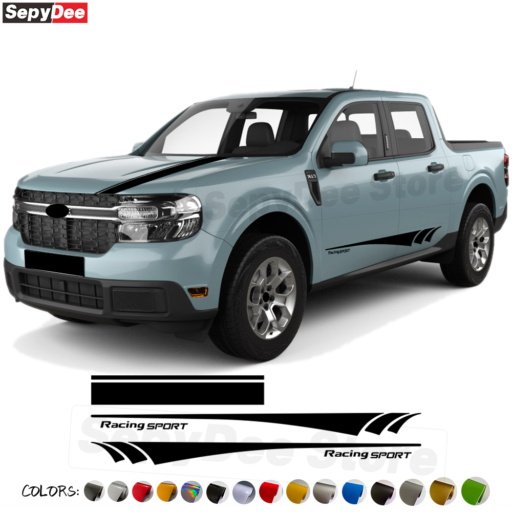 Racing Sport Pickup Truck Body Stripes Skits Vinyl Decal for Ford Maverick Hood Bonnet Door Side Sticker Car Accessories
