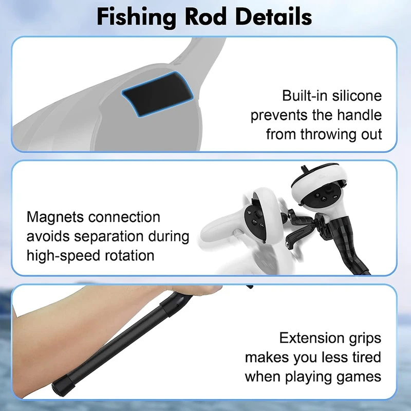 VR Game Controller For Real Fishing Games, VR Fishing Rod And Reel Combo For Meta Quest 2 VR Game Accessories