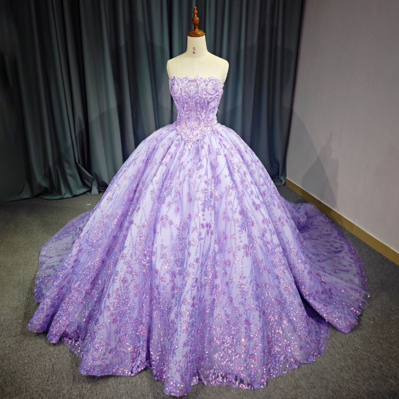 Sparkly Lilac Princess Off Shoulder Quinceanera Dresses Sweetheart Lace Applique Beads Sweet 16 Ball Gown Vestidos De 15 Anos