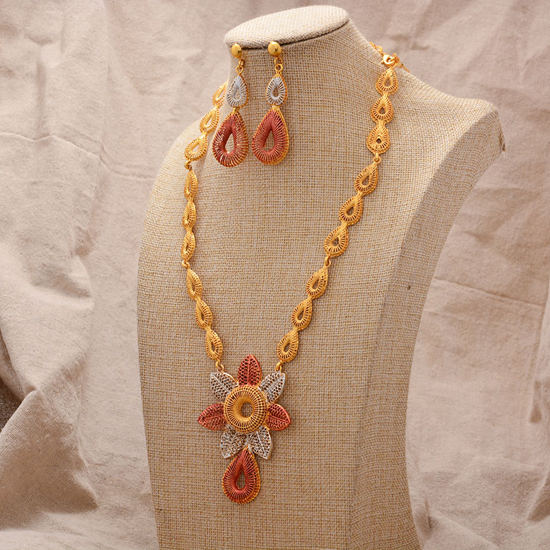 Gold Color Jewelry Set For Women Bride Dubai Africa Punk Wholesale Jewelry Set dad86