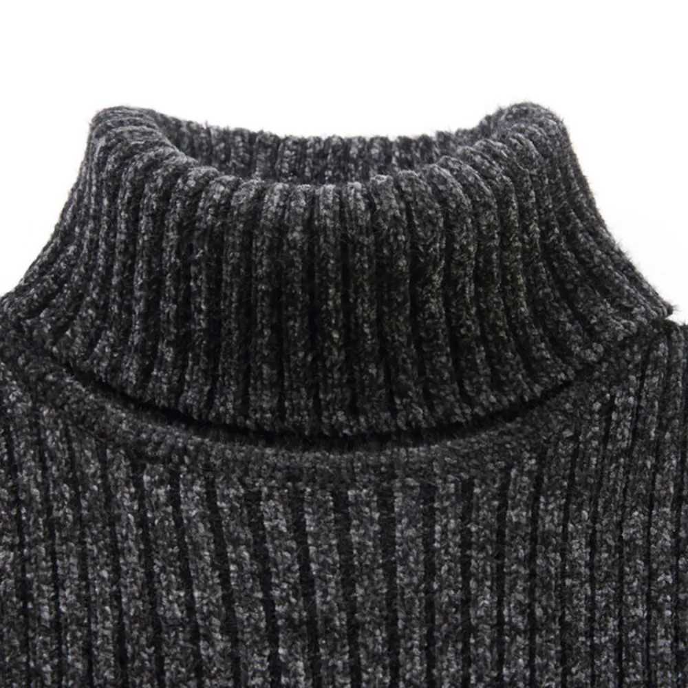 Mens Turtleneck Sweater Mens Casual Full Match Elastic Pulling Knitted Sweater Top W2411111