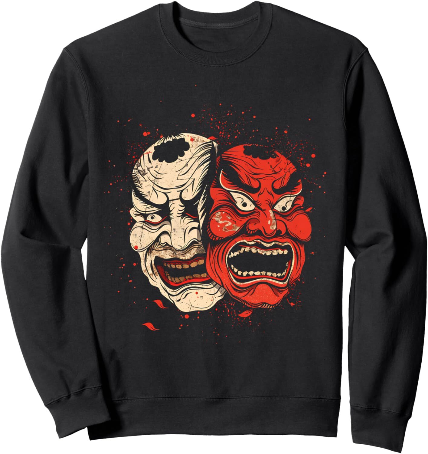 Long Sleeve Shirts for Men sweatshirt Japanese Kabuki Theater Drama Masks Japan Cool Japanophile Sweatshirt T shirt Tee Streetwear Casual tops clothes