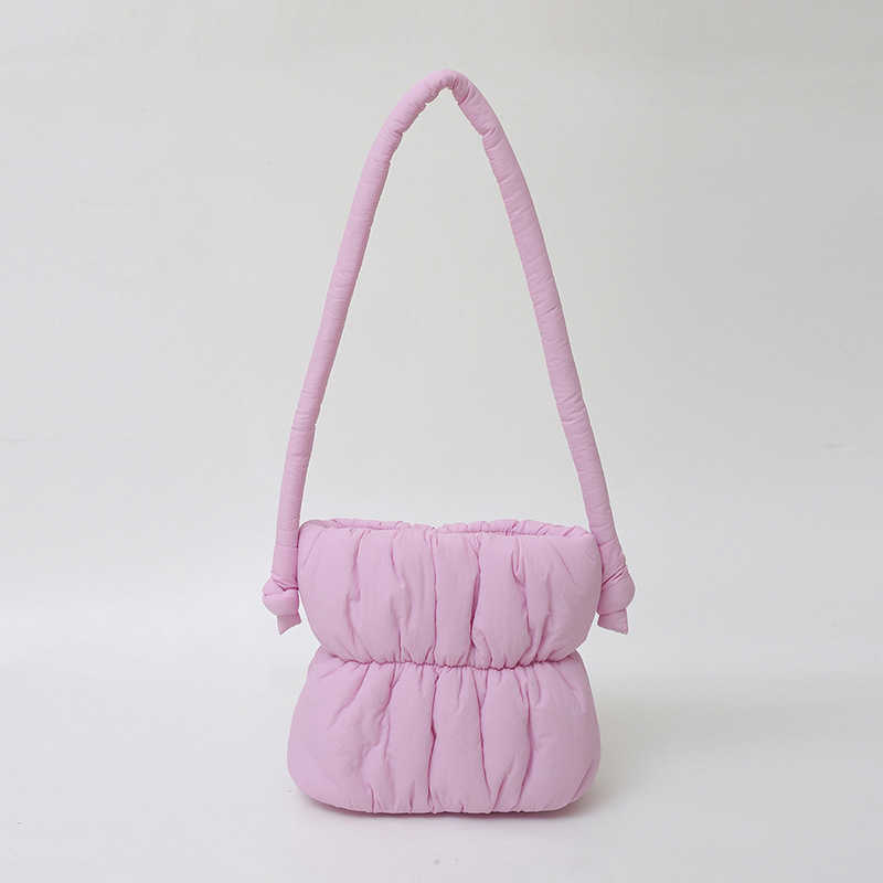 Cotton Jacket Bag Fashionable and Versatile Down Bucket Women s Macaron Single Shoulder Crossbody Autumn Winter New Bag 241205