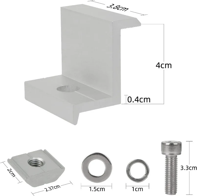 Solar Module Holder PV Bracket End Clamp Medium Clamps for 30-45mm Mounting Rail PV Solar Panel Aluminium Alloy AL6005-T5