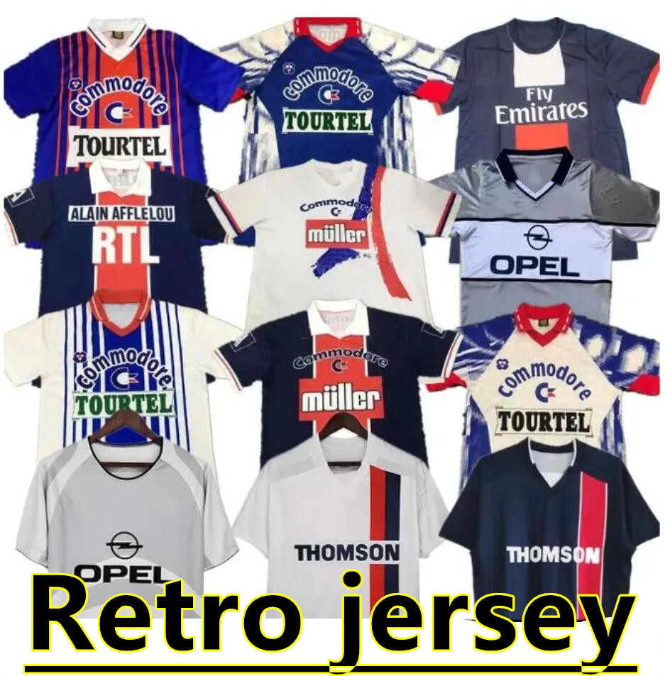 paris Retro Soccer Jerseys Maillots de football shirt paris 91 92 93 94 95 96 97 98 99 00 01 02 03 12 13 17 18 Vintage uniform OKOCHA PAULETA WEAH CAVANI DI MARIA RONALDINHO 8