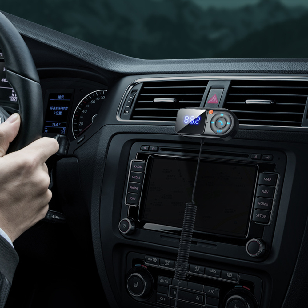 FM Transmitter Modulator Car MP3 Player Receiver 3.5mm AUX Bluetooth-Compatible Car USB MP3 Player Large LCD Screen TF Card