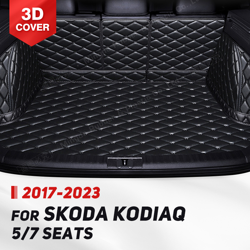 Auto Full Coverage Trunk Mat For SKODA Kodiaq 7-Seat 2017-2023 22 21 20 19 18 Car Boot Cover Pad Interior Protector Accessories afd36