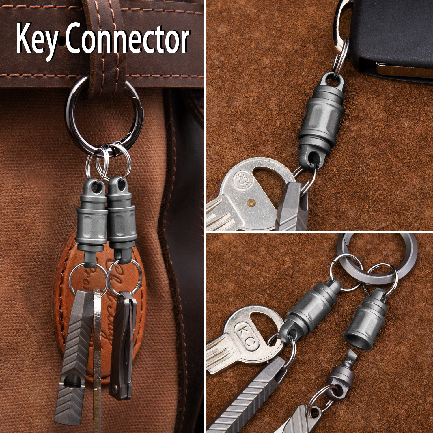 TIGLE Titanium Quick Release Keychain Retractable Key Chain New Pull Apart Key Rings for Men Women