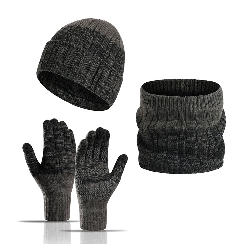 3Pcs Set Beanie Gloves Scarf Set Keep Warm Set Thickened Neck Gaiter Unisex Knitted Hat Muffler Woolen Yarn Winter High Quality 1cbf9