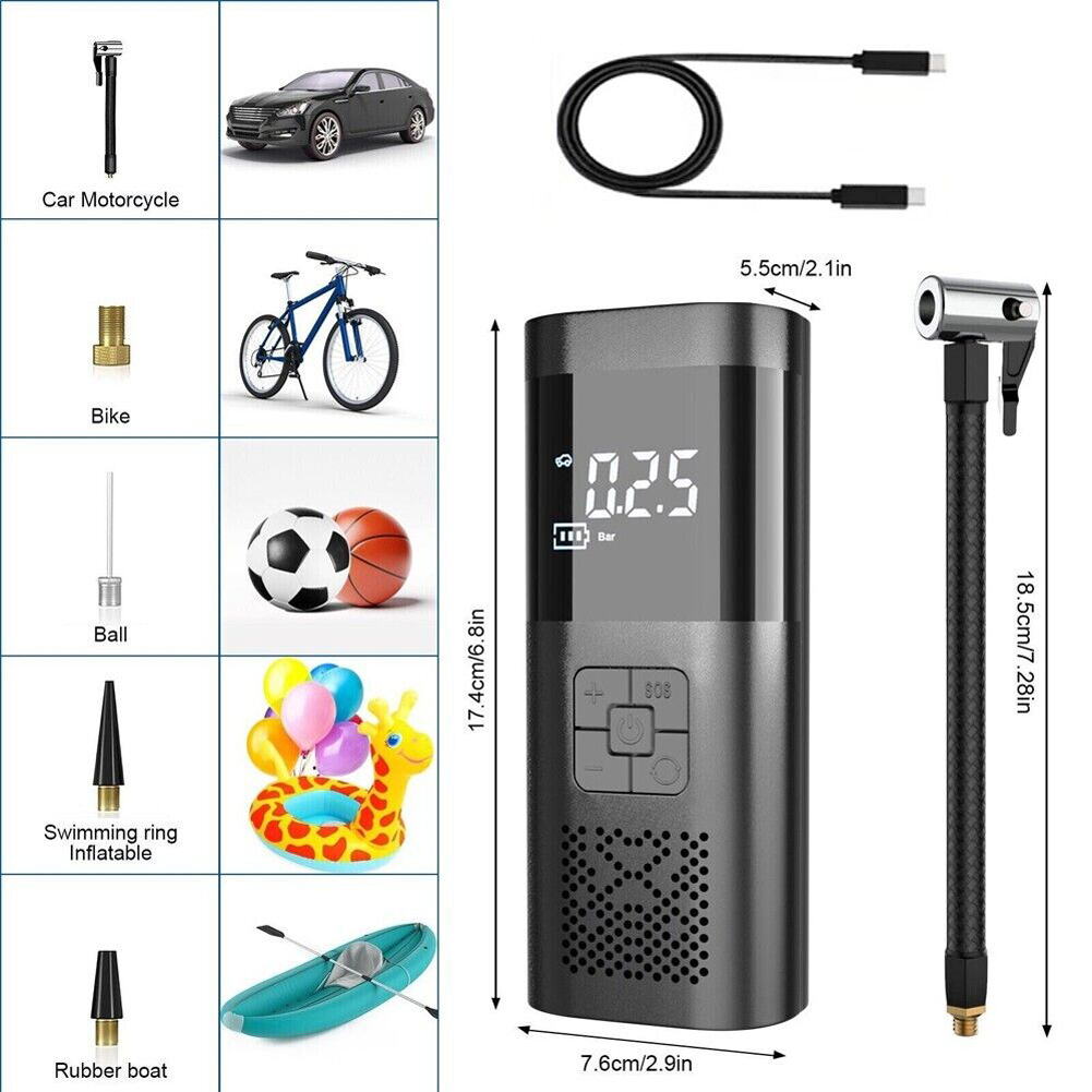 Air Ddmysmile Compressor Car Mini 120W Portable Tire Iator LED Display Electrical Air Pump Digital Iatable ddmysmile Pump For Car Bicycle Boat Smile