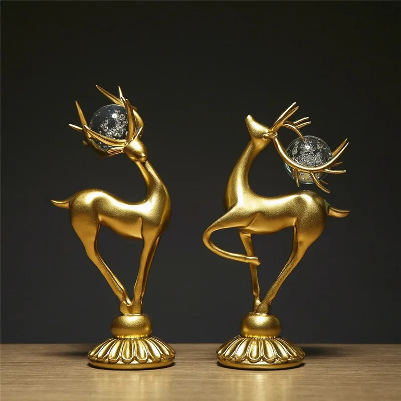 Nordic Resin Simple Abstract Deer Statue Home Decor Sculpture Modern Art Animal Figurines Christmas Decoration Accessories 241112