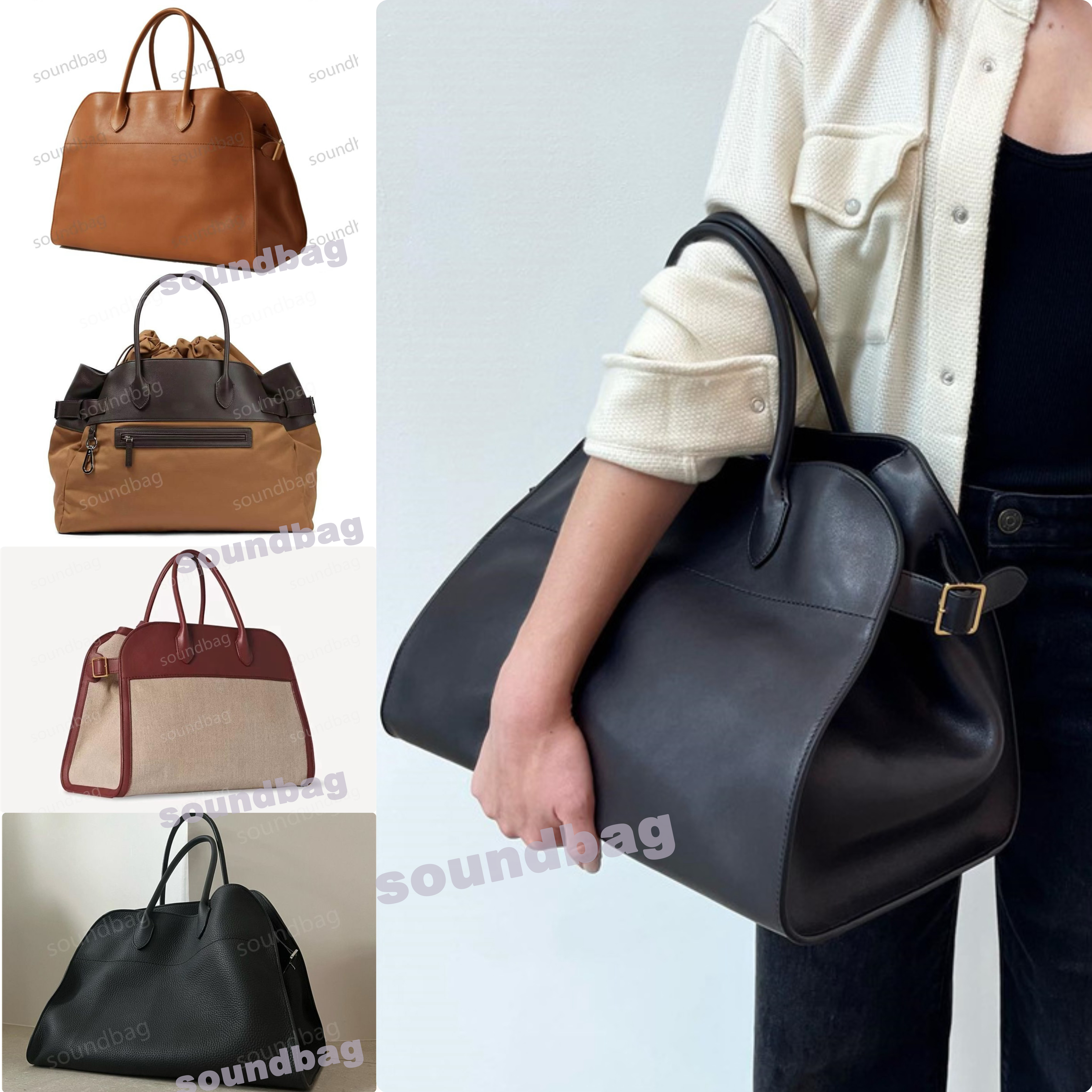 Luxury Autumn/Winter Exclusive: HOT Margaux NYC Minimalist Soft Suede Tote | Cowhide Designer Park Margaux 17 Genuine Leather Chic Large Capacity Handbag Luxury 10A