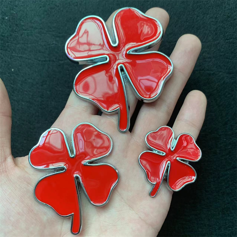 Metal Four-Leaf Clover Body Trim Side Label Lucky Grass Personality Alpha Car Tail Cover scratch Sticker