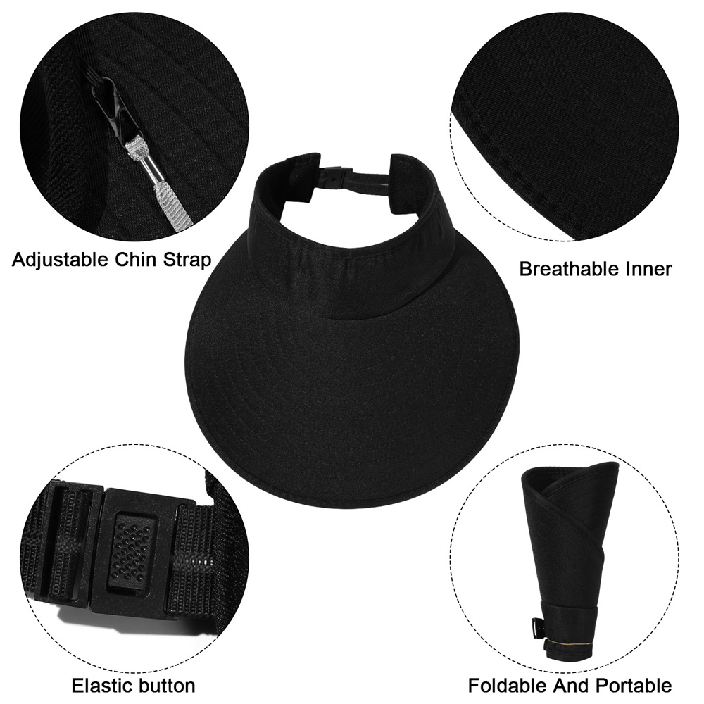 Casual Women Men Wide Brim Portable Adjustable Sun Visor Beach Cap Sports Golf Hat