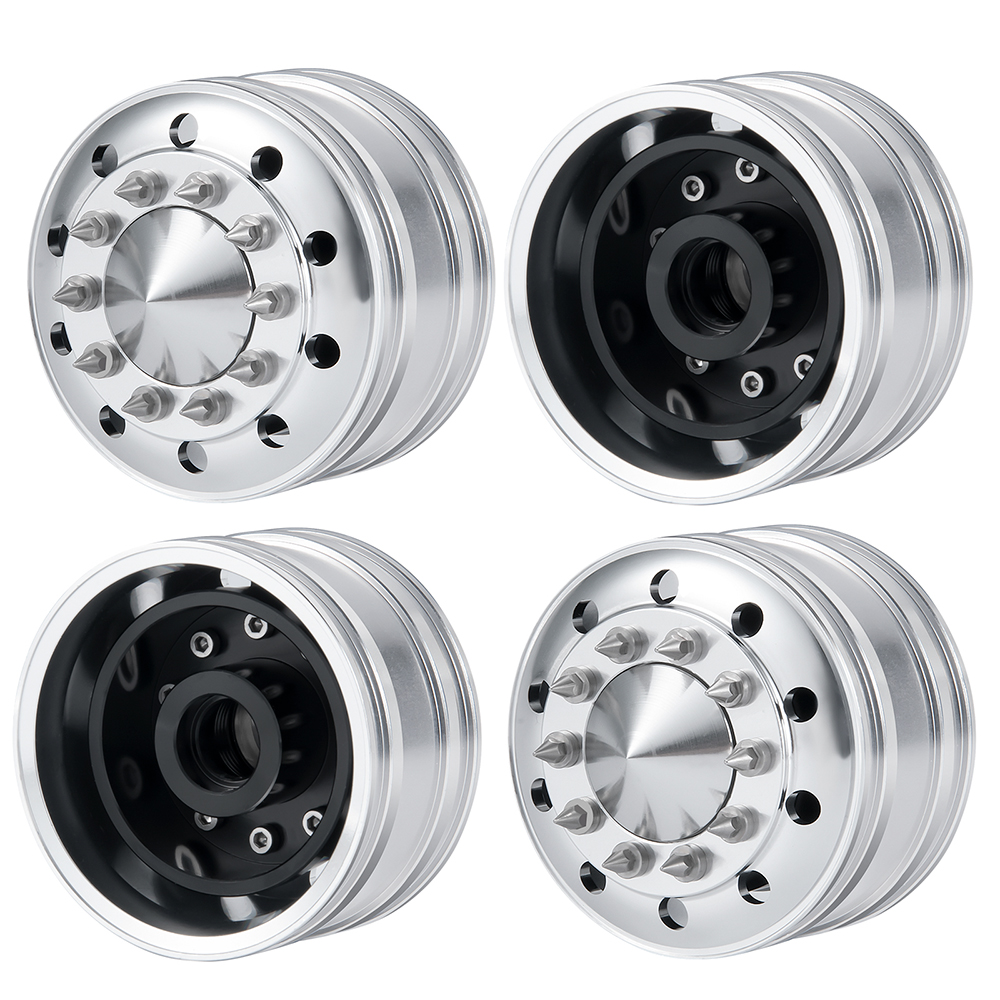 TRINOOD Aluminum Front Wheel Hub Rims for 1/14 Tamiya Truck Tractor VOO MAN 770S R470 R620 FH12 Upgrade Parts