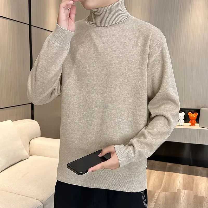 Mens knitted fabric turtle neck hot selling sweater classic pocket color long sleeved zipper comfortable holiday party sweater W2411111